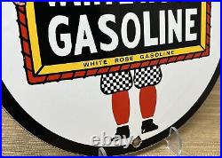 Vintage White Rose Gasoline Porcelain Sign Gas Station Pump Plate Motor Oil