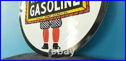 Vintage White Rose Gasoline Porcelain Slate Boy Gas Service Station Pump Sign