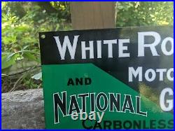 Vintage White Rose Motor Oil Porcelain Metal Gas Station Sign 12 X 8