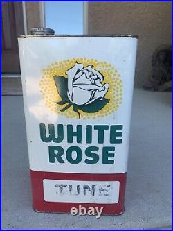 Vintage White Rose Oil Can 1 Gallon Tune Can