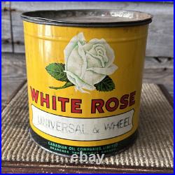 Vintage White Rose Oil Can 5 Lb Grease Can Advertising White Rose