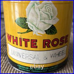 Vintage White Rose Oil Can 5 Lb Grease Can Advertising White Rose