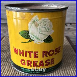 Vintage White Rose Oil Can 5 Lb Grease Can Advertising White Rose