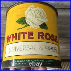 Vintage White Rose Oil Can 5 Lb Grease Can Advertising White Rose
