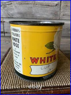 Vintage White Rose Oil Can 5 Lb. Grease Tin White Rose Advertising