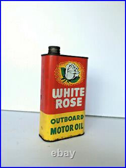 Vintage White Rose Outboard Motor Oil Tin Can