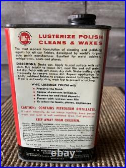 Vintage Whiz Oil Tin Lusterize Polish Whiz Advertising