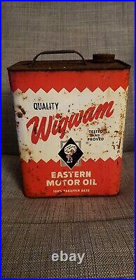 Vintage Wigwam 2 Gallon Motor oil Can Eastern Oil