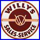 Vintage Willys Porcelain Sign Sales Service Gas Oil Pump Plate Dealership Knight