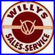 Vintage Willys Porcelain Sign Sales Service Gas Oil Pump Plate Dealership Knight