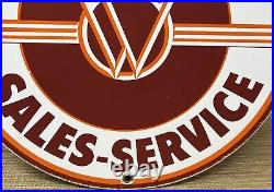 Vintage Willys Porcelain Sign Sales Service Gas Oil Pump Plate Dealership Knight