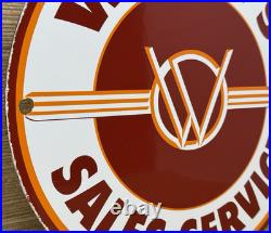 Vintage Willys Porcelain Sign Sales Service Gas Oil Pump Plate Dealership Knight