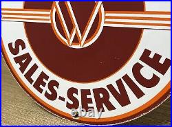 Vintage Willys Porcelain Sign Sales Service Gas Oil Pump Plate Dealership Knight