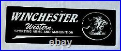 Vintage Winchester 36 Gun Ammunition Riffle Porcelain Sign Car Truck Gas Oil