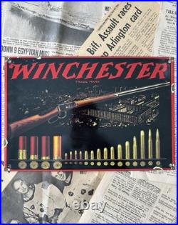 Vintage Winchester Ammunition 8x12 Inches Porcelain Enamel Sign