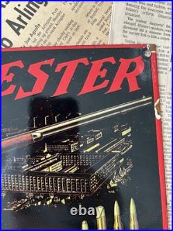 Vintage Winchester Ammunition 8x12 Inches Porcelain Enamel Sign