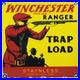 Vintage Winchester Porcelain Sign, Ammo, 12 Gauge Shells, Bird Hunting, Shot Gun