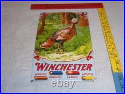 Vintage Winchester Shotgun Shells Turkey Hunting 1' Porcelain Metal Gas Oil Sign