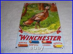 Vintage Winchester Shotgun Shells Turkey Hunting 1' Porcelain Metal Gas Oil Sign