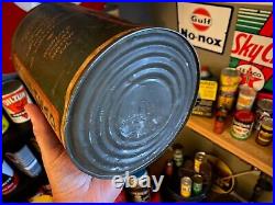 Vintage Wolf's Head 5 Lb. Oil Can Empty Awesome Patina! No Top Cool Can