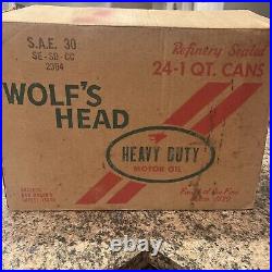 Vintage Wolf's Head Super Duty Motor Oil Case Of 24 (Full) Cans SAE 10W-40. NOS