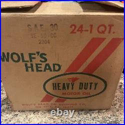 Vintage Wolf's Head Super Duty Motor Oil Case Of 24 (Full) Cans SAE 10W-40. NOS