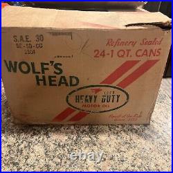 Vintage Wolf's Head Super Duty Motor Oil Case Of 24 (Full) Cans SAE 10W-40. NOS