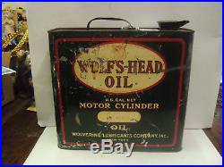 Vintage Wolfs Head 1 Gallon Service Oil Can A-588
