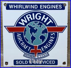 Vintage Wright Aircraft Engines Porcelain Sign Gas Oil Aviation Sales Service