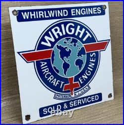 Vintage Wright Aircraft Engines Porcelain Sign Gas Oil Aviation Sales Service