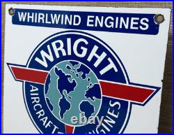 Vintage Wright Aircraft Engines Porcelain Sign Gas Oil Aviation Sales Service