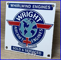 Vintage Wright Aircraft Engines Porcelain Sign Gas Oil Aviation Sales Service