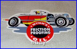 Vintage Wynn's Friction Proofing Oil Deuce Coupe Car Enamel Metal Gasoline Sign