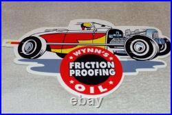 Vintage Wynn's Friction Proofing Oil Deuce Coupe Car Enamel Metal Gasoline Sign
