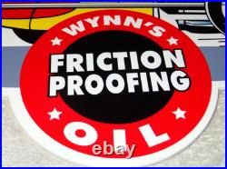 Vintage Wynn's Friction Proofing Oil Deuce Coupe Car Enamel Metal Gasoline Sign Vintage Wynn's Friction Proofing Oil Deuce Coupe Car Enamel Metal Gasoline Sign