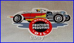 Vintage Wynn's Friction Proofing Oil Deuce Coupe Car Enamel Metal Gasoline Sign