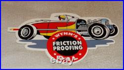 Vintage Wynn's Friction Proofing Oil Deuce Coupe Car Enamel Metal Gasoline Sign