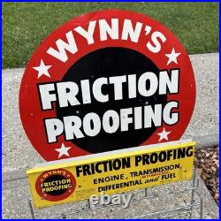 Vintage Wynn's Friction Proofing Oil Display Rack Sign