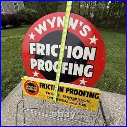 Vintage Wynn's Friction Proofing Oil Display Rack Sign
