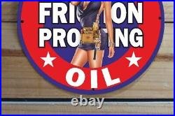 Vintage Wynn's Oil Gas&oil Service Garage Pinup Girl Porcelain Enamel Sign