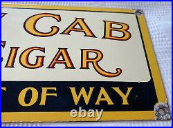 Vintage Yellow Cab 5¢ Cigar Porcelain Sign Tobacco Humidor Pipe Cohiba Gas Oil