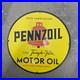 Vintage Yellow Pennzoil Old Us Gasoline Oil Gas Pump Enamel Porcelain Sign