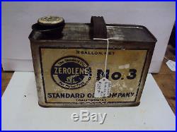 Vintage Zerolene #3 1/2 Gallon Oil Can 169-z