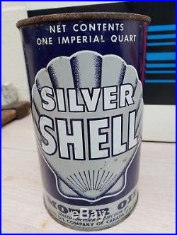 Vintage advertising Canadian Silver Shell Imperial Quart Motor Oil Can gas