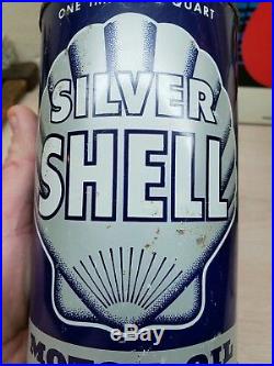 Vintage advertising Canadian Silver Shell Imperial Quart Motor Oil Can gas