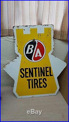 Vintage advertising b/a ba British American Oil Tires Sign Metal Gas Station