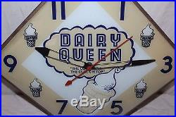 Vintage c. 1960 Dairy Queen Ice Cream Restaurant Gas Oil 22 Lighted Clock Sign