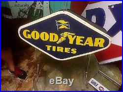 Vintage lg 58 Metal Goodyear Tire Display Sign Gas Oil Gasoline Service Station