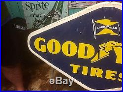 Vintage lg 58 Metal Goodyear Tire Display Sign Gas Oil Gasoline Service Station