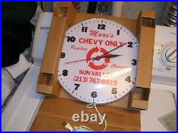 Vintage nos GM Chevrolet California Bone yard Clock sign chevy gas oil hot rod
